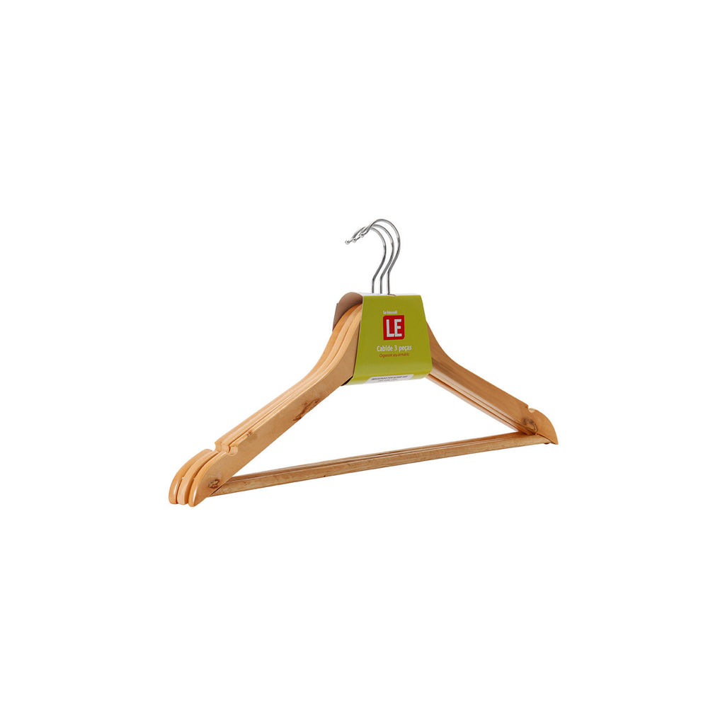 Cabide Le Estrutura de Madeira 3 Unidades Bege