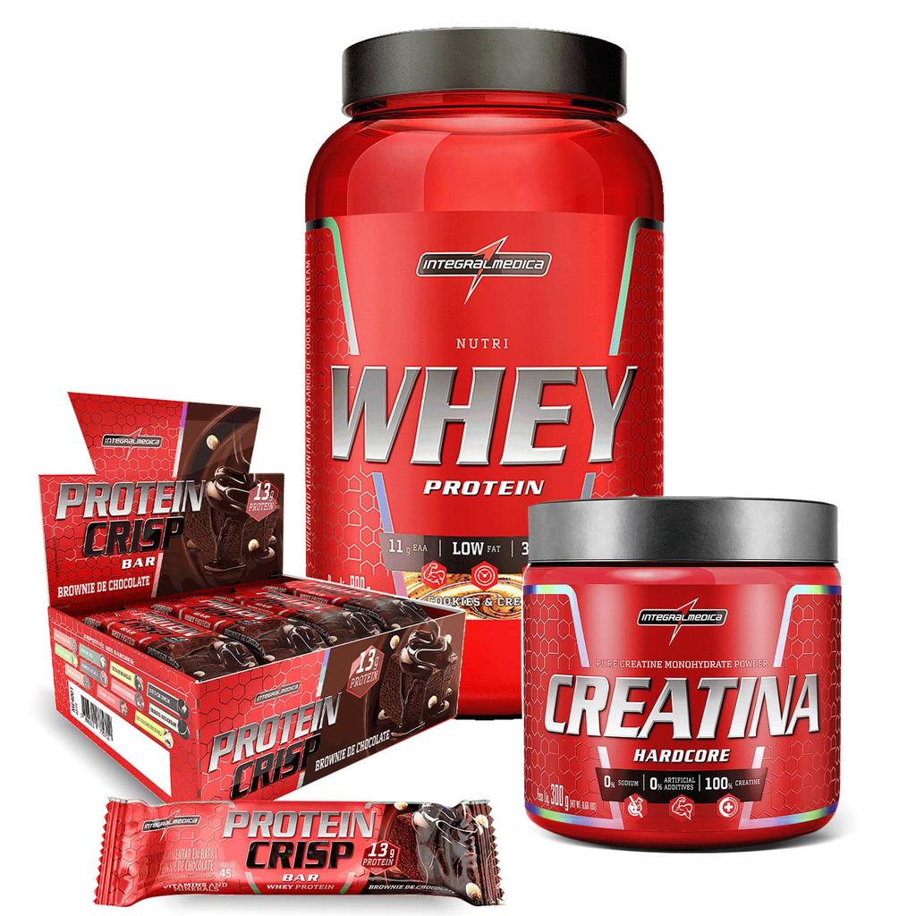 Kit Whey Cookies & Cream  100% + Crisp Bar + Creatina 300g