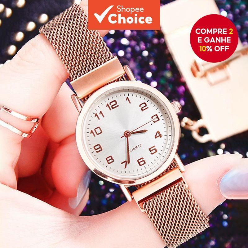 Relógio De Quartzo Feminino Dourado Liga De Negócios Negrito Majestoso Moda Pulso Presente em Oferta na Shopee