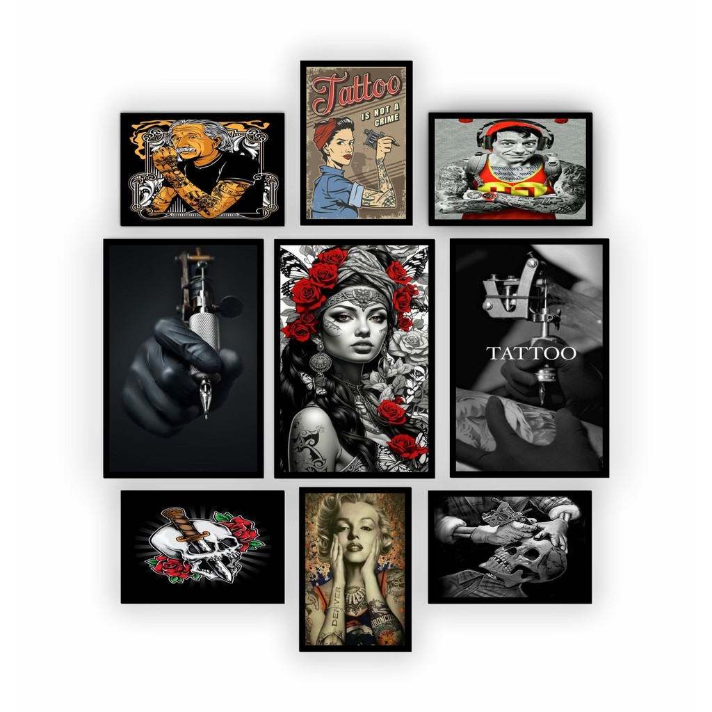 9 Placas Decorativas Studio de Tatuagem Tatto Tatuador