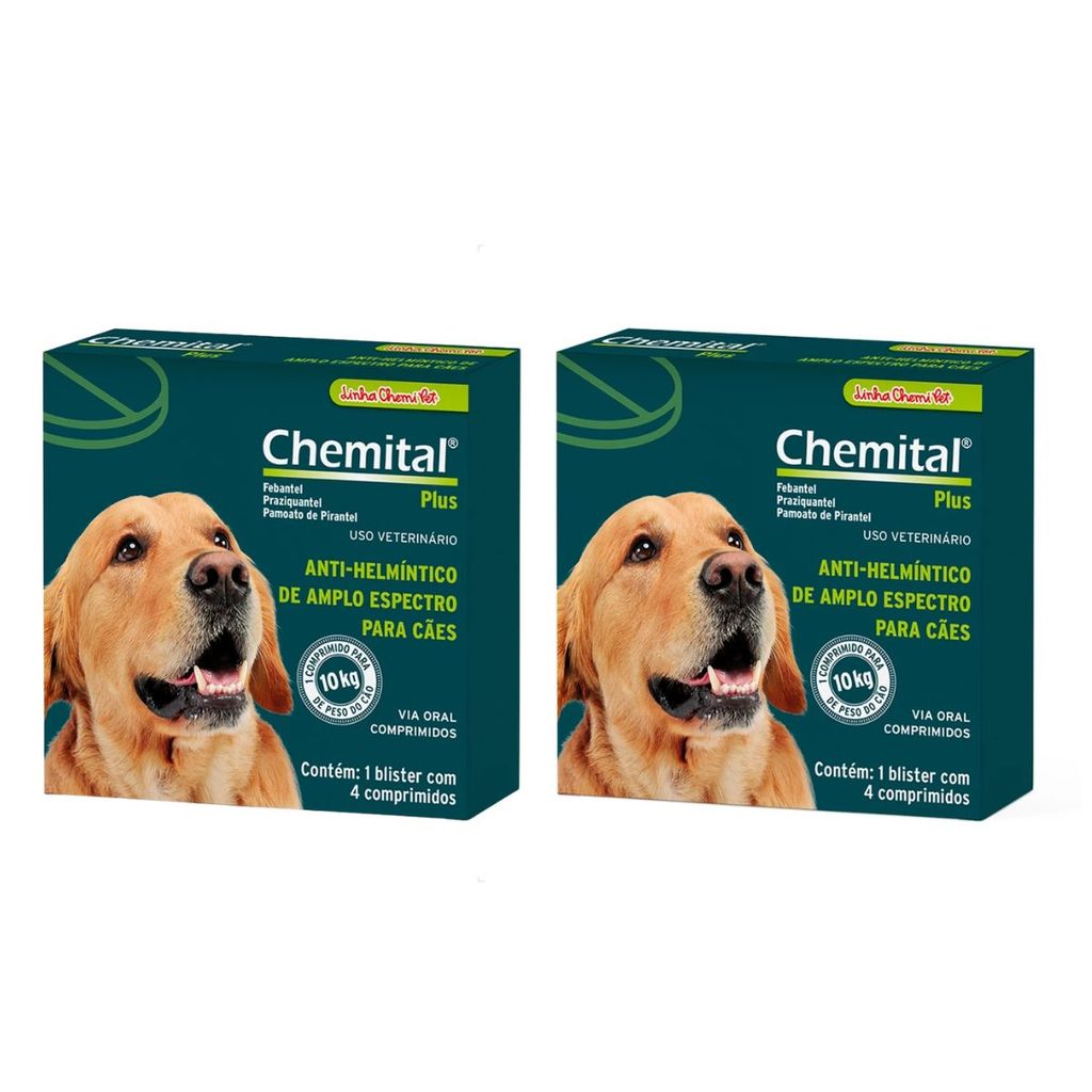 Kit 2 Chemital Plus para Cães Chemitec 4 comprimidos em Oferta na Shopee