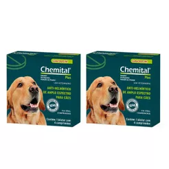 Kit 2 Chemital Plus para Cães Chemitec 4 comprimidos