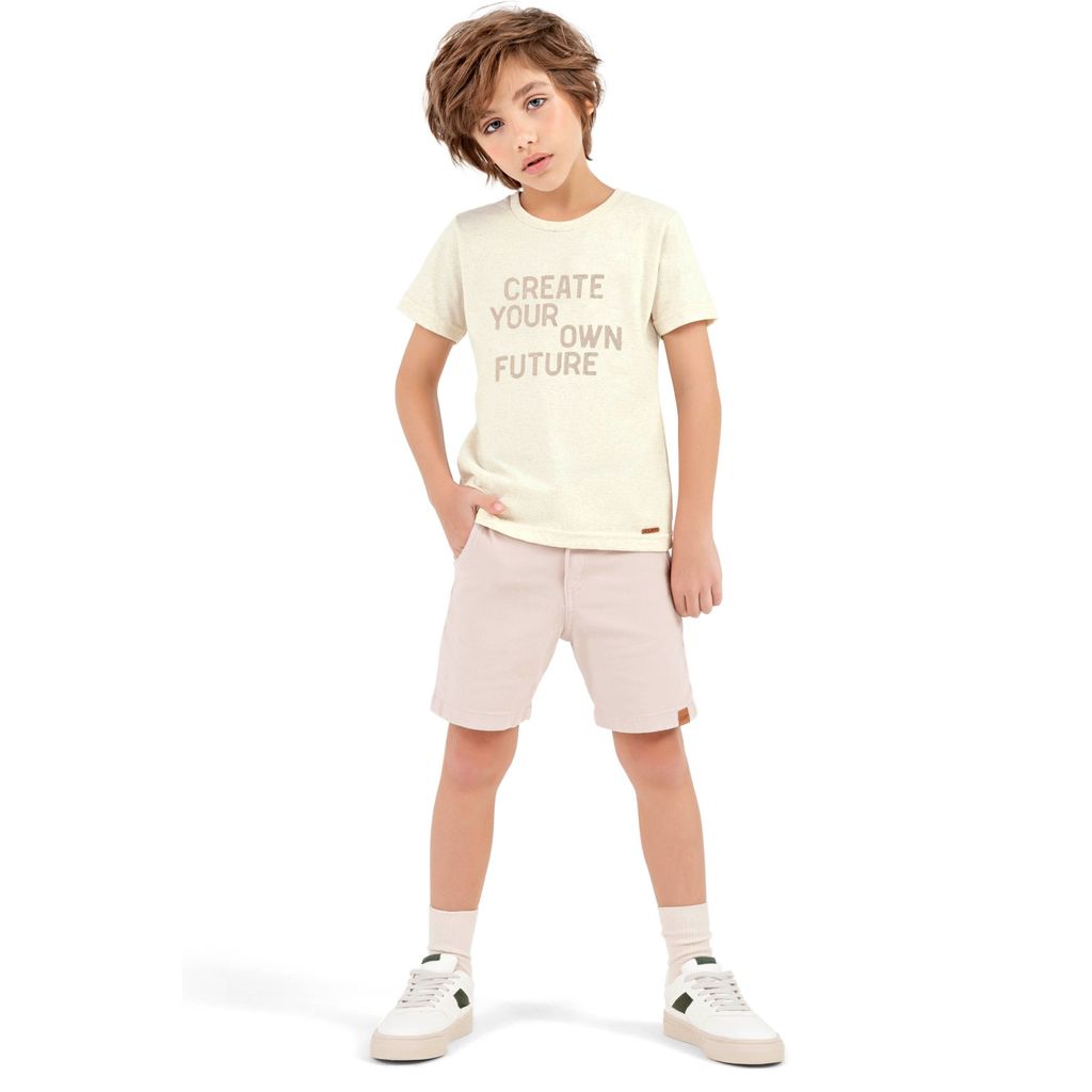 Detalhes do Camiseta Infantil Menino Estampa Colorittá Bege