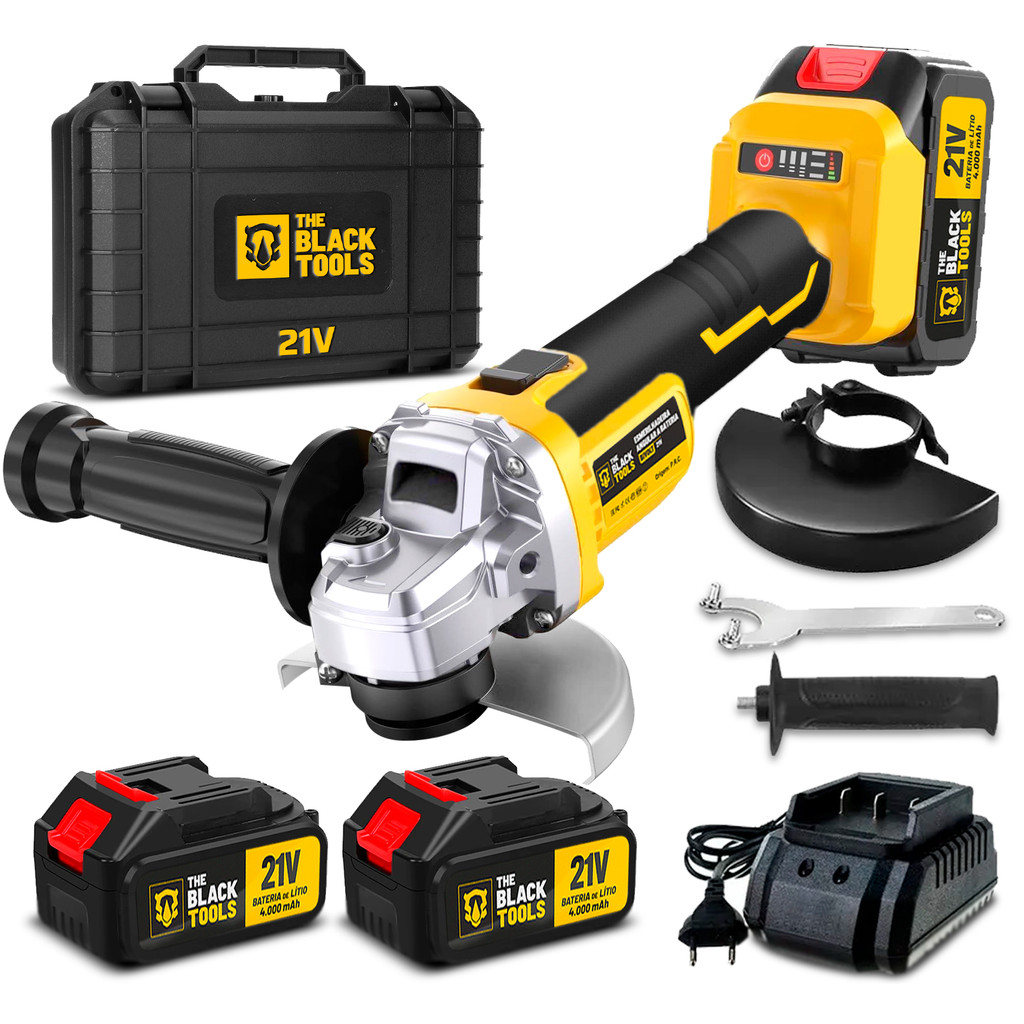 Esmerilhadeira Lixadeira Angular Sem Fio A Bateria 4000mah 21v 4.1/2 125mm 127/220v The Black Tools em Oferta na Shopee