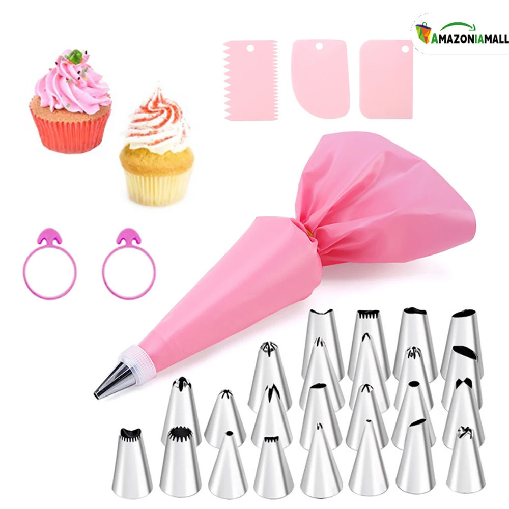 Kit Confeiteiro 24 Peças - Sacos Reutilizáveis Premium e Bicos Profissionais sem Acessórios Extras em Oferta na Shopee