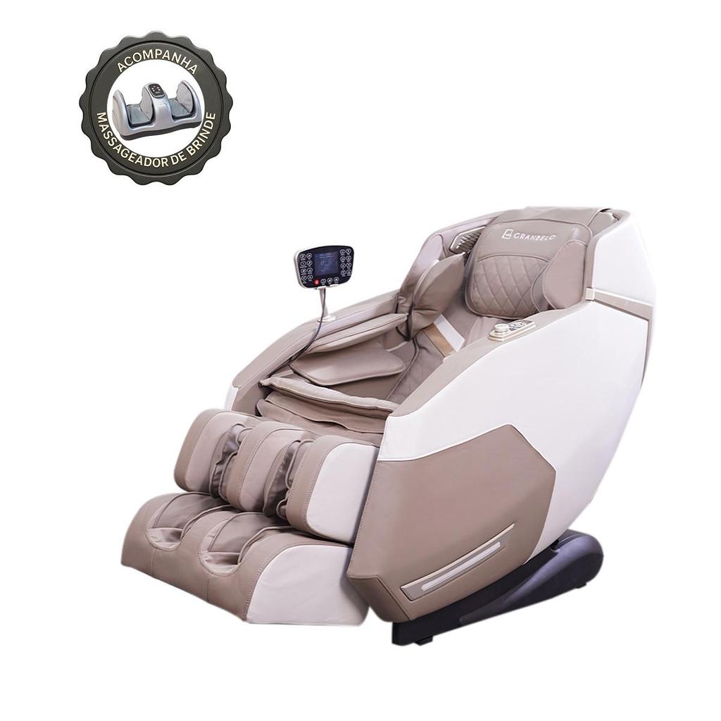 Imagem Poltrona de Massagem Elétrica 3D Marvin Gravidade Zero com Airbags Brinde Massageador de Pés PU Bege