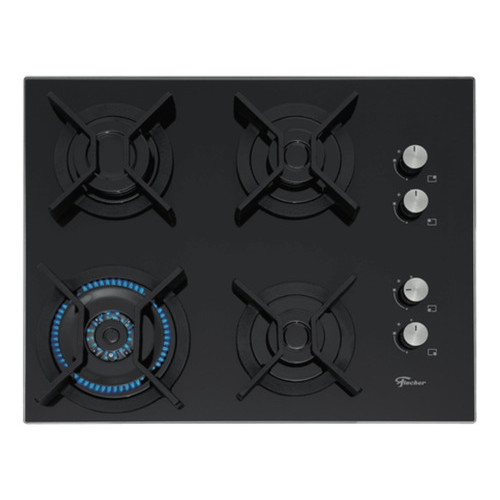 Cooktop Infinity à Gás Fischer 4 Bocas Grades em Ferro Fundido Tripla Chama Preto Bivolt