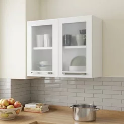 Armário de Cozinha em Aço 2 Portas de Vidro 70cm Florença Itatiaia Branco Branco