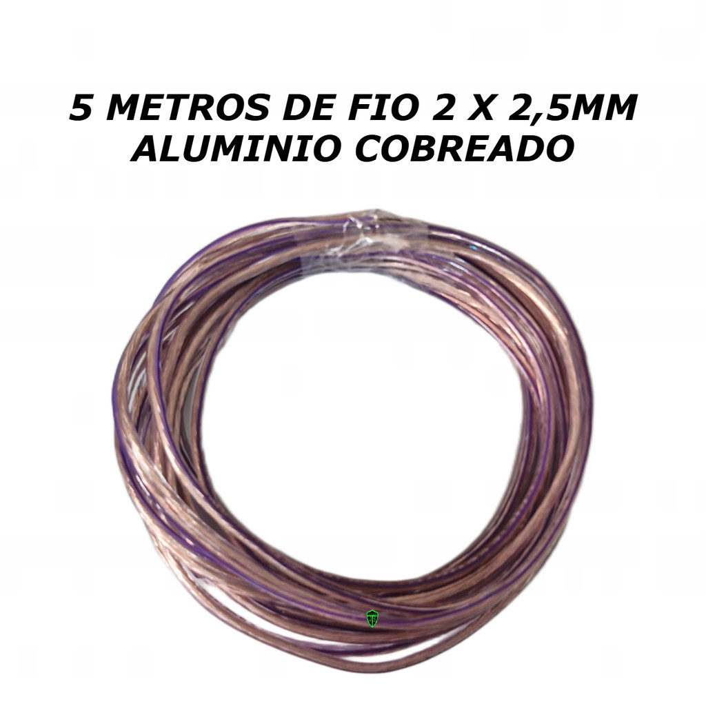 Fio duplo paralelo cristal 5 metros 2x 2,5mm som automotivo