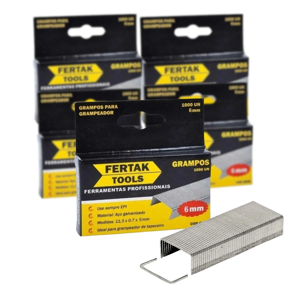 Kit Grampos Para Grampeador Tapeceiro 06mm 5000 Peças Fertak