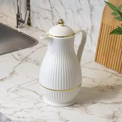 Garrafa Térmica Baronesa 1L Branca Plástico Wolff para Café Chá Bebidas Quentes Mesa Posta Uso Diário Elegante e Prática