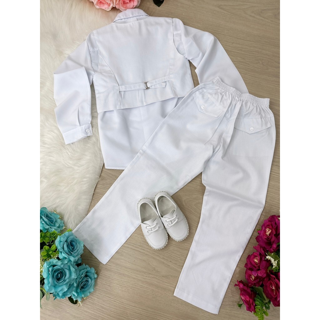 Conjunto Meninos Kanga Danilo Social Branco Colete - Estilo Delicado para o Dia a Dia | Bebeloo Kids