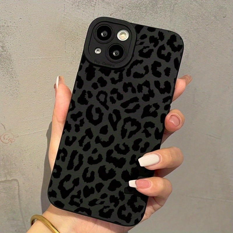 Capa olho de anjo leopardo preto – iPhone 17/16-11 Pro Max Plus XR XS 8 7 – Capa macia – Presente