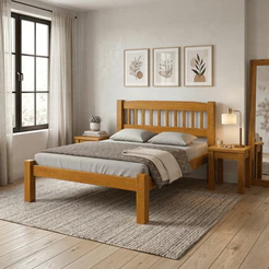 Cama Casal 100% Madeira Maciça Pinus Reforçada Itália Para Colchão 138cm ou 128cm