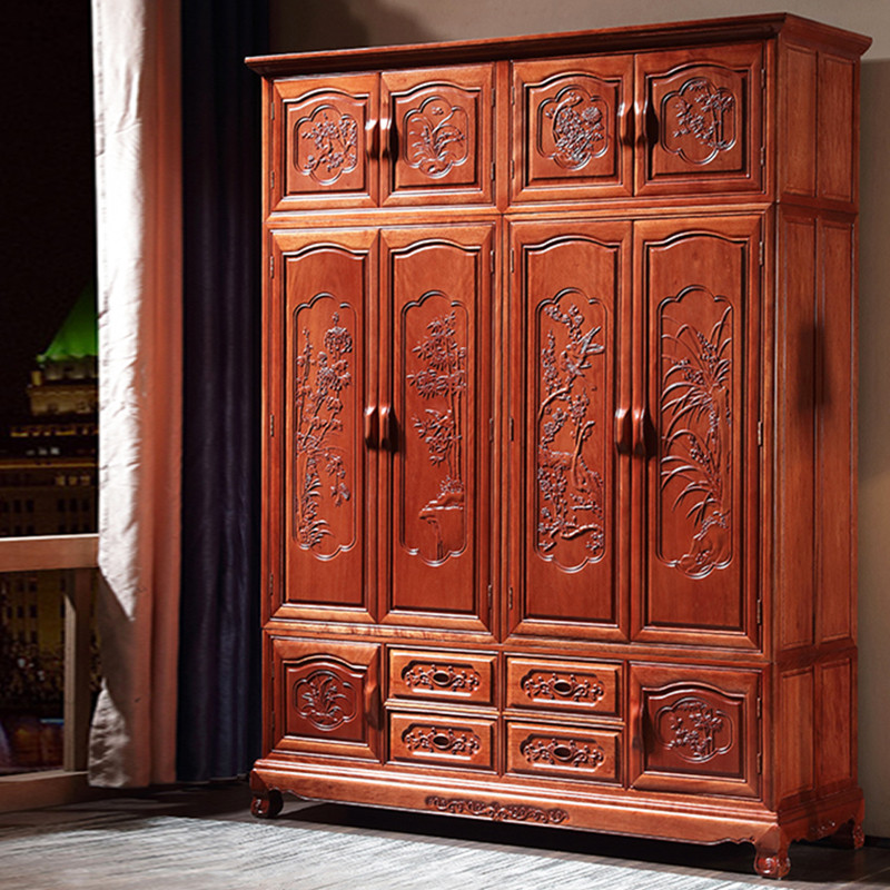 Guarda-roupa de mogno, todo em madeira maciça, jacarandá dourado, guarda-roupa grande, 3 portas, 4 portas, guarda-roupa 