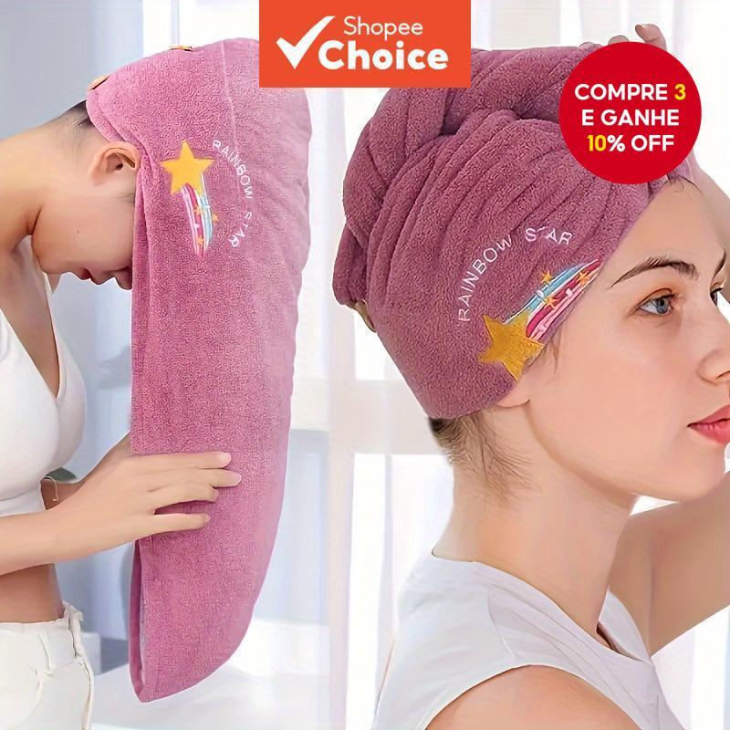 Touca De Secagem De Cabelo Estilo Bordado-Chapéu Triangular De Absorção Rápida De Água Para Cabelos Longos-Perfeito Banh em Oferta na Shopee