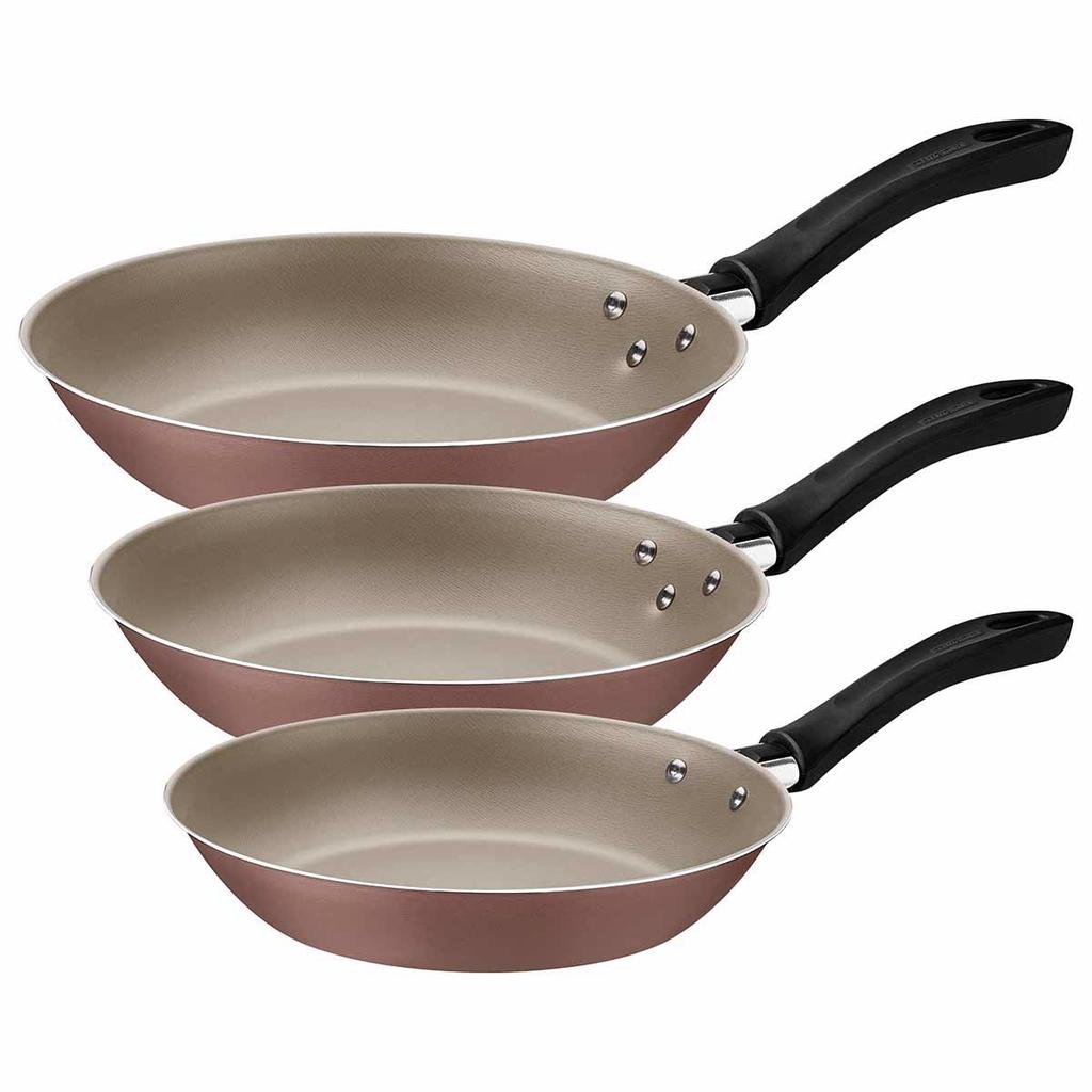 Jogo de Frigideiras Linz Marrom em Alumínio Antiaderente 3 Peças (20297/309) - Tramontina em Oferta na Shopee