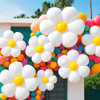 Kit Balão Flor Margarida Branca 45cm – Jardim Encantado, Festa e Painel kit2,4,10 e 20 unidades em Oferta na Shopee