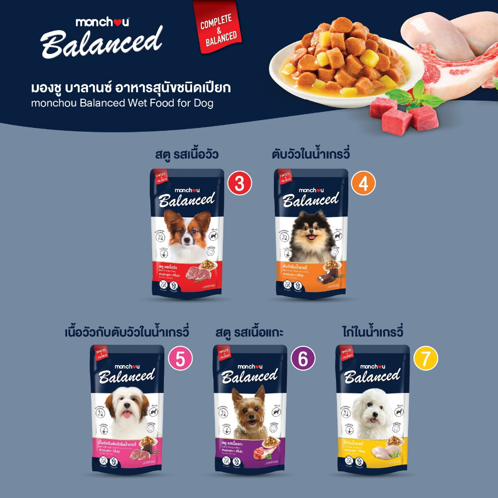[12 ซอง] มองชู อาหารสุนัขชนิดเปียก สูตร Balanced 120 กรัม - ภาพที่ 5