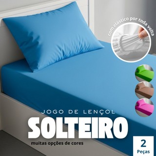 Jogo de Lençol Solteiro 2 Peças Antialergico com Elastico Em Toda Volta - 15 Opções de Co…