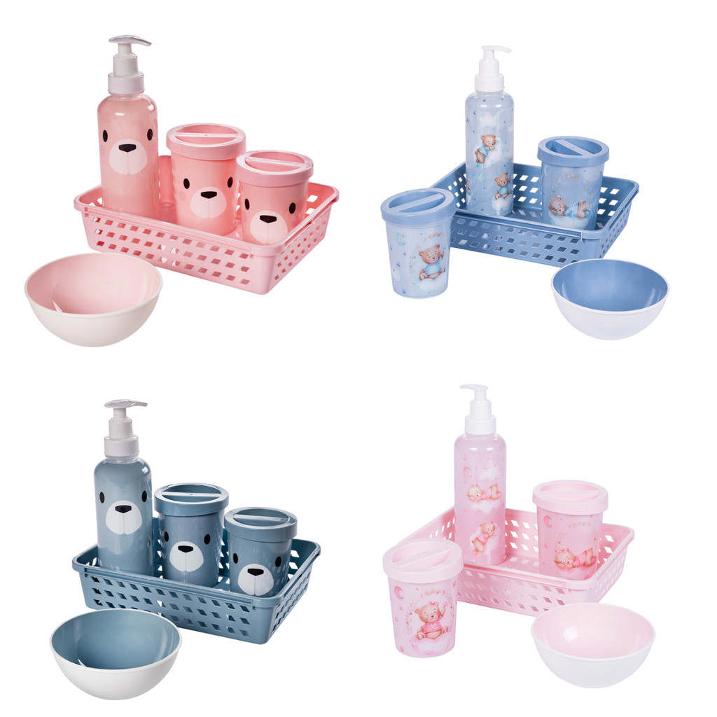 Kit Higiene para Bebê com Cesta Organizadora e Acessórios 5 Peças em Oferta na Shopee