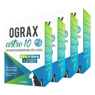Kit 4 Ograx Artro 10 Suplemento Para Cães Cão Gatos 120 Capsulas Auxilia Articulações em Oferta na Shopee