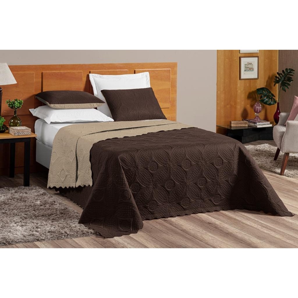Kit Colcha Marie King Cama Box Posta Cobre Leito Texturizado Dupla Face Decoração Quarto Moderno Premium