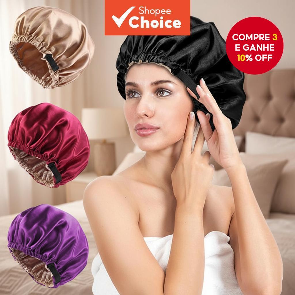  Touca de Seda de Cetim Feminina - Gorro Ajustável para Cabelos Naturais e Cacheados, Uso de Beleza e Cuidado com o