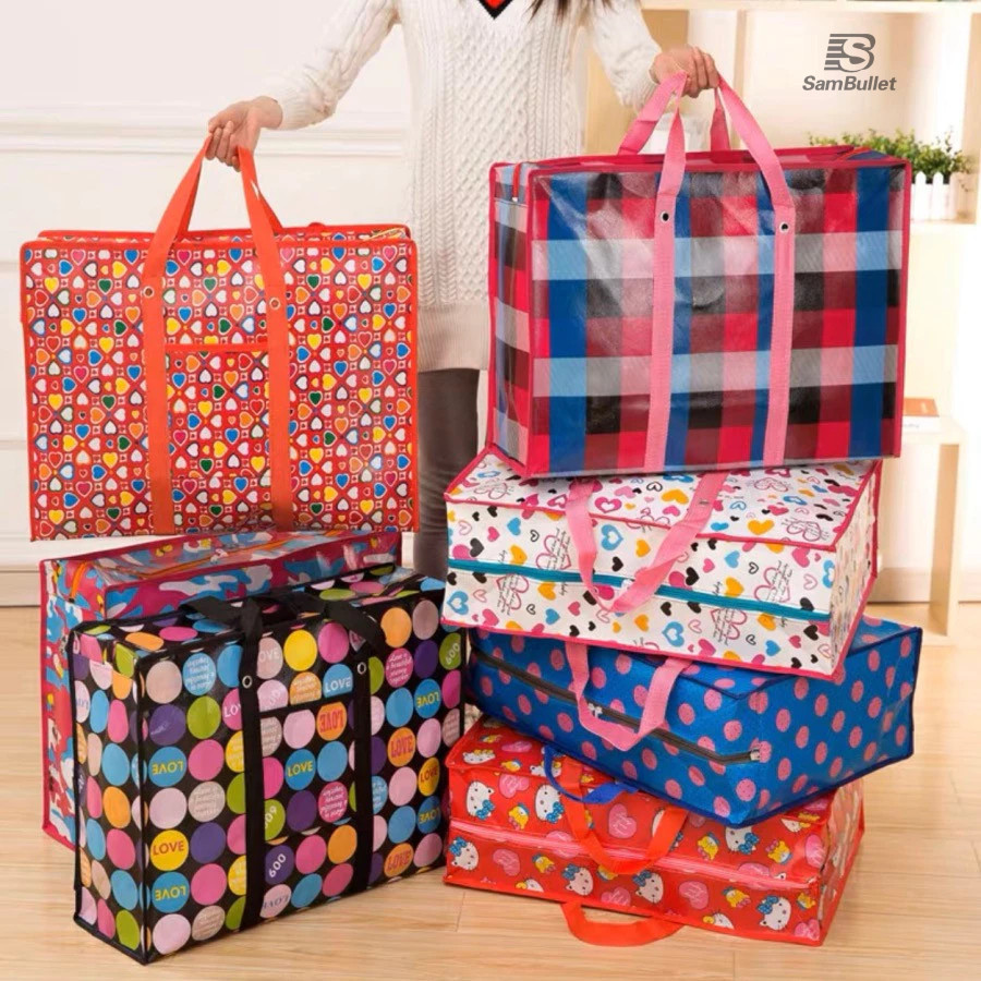 Sacolão Bolsa com Zíper – Grande, Dobrável, Leve para Viagem e Organização
