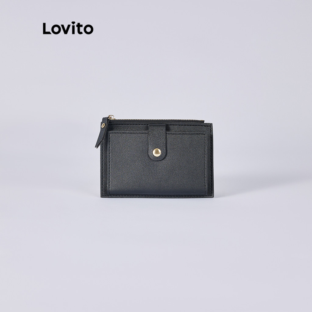 Detalhes do Lovito Carteira Elegante Simples de Couro PU com Zíper Suave para Mulheres para Escritório L38BA29