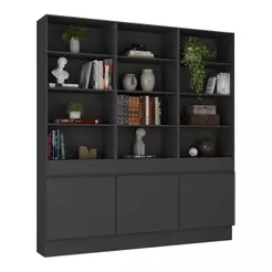Armário/estante Escritório 3 Portas Multimóveis Mp7001 Preto Preto