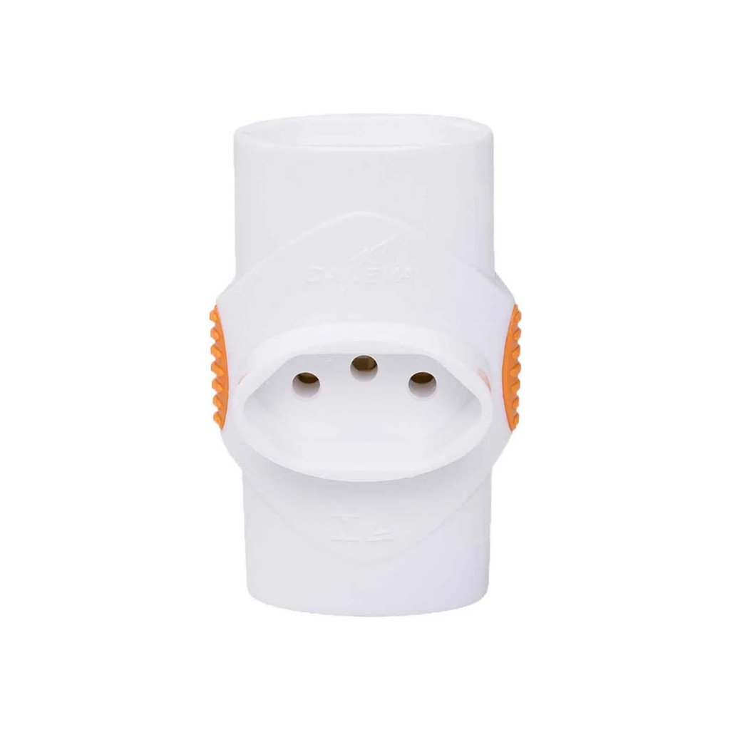 daptador de Tomada 3 em 1 Pino Multiplicador 2P 10A Branco Benjamin Triplo para Celular e Eletrodomésticos