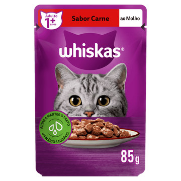 Ração Úmida Whiskas Sachê Carne ao Molho para Gatos Adultos