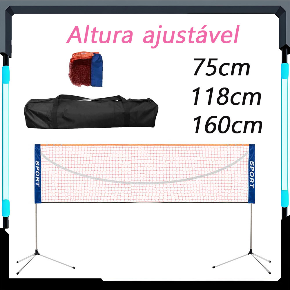 conjunto de rede de voleibol e rede de badminton suporte desmontável + bolsa de arrumação
