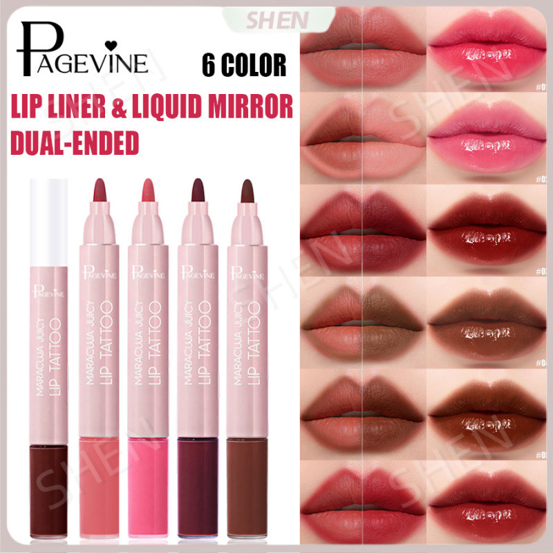 Delineador labial de duas cabeças, esmalte labial à prova d'água, hidratante de longa duração, copo antiaderente, caneta