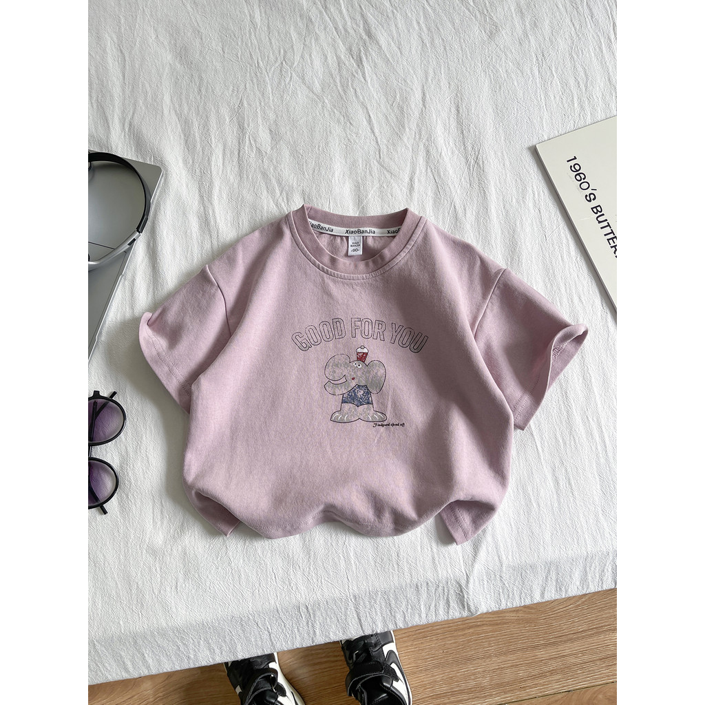 Meninos camiseta de manga curta verão crianças rosa topo 2025 novo estilo meninos solto camiseta bebê dos desenhos anima