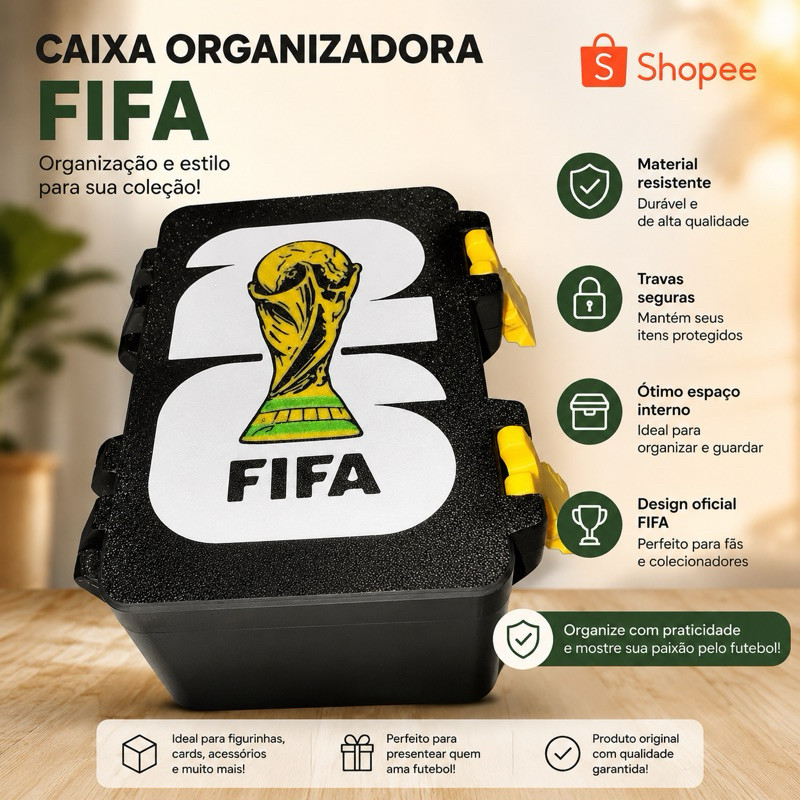 Porta Figurinhas Album Copa do Mundo 2026 Estojo para Guardar Figurinhas Organizador Album Caixa Para Figurinhas Futebol