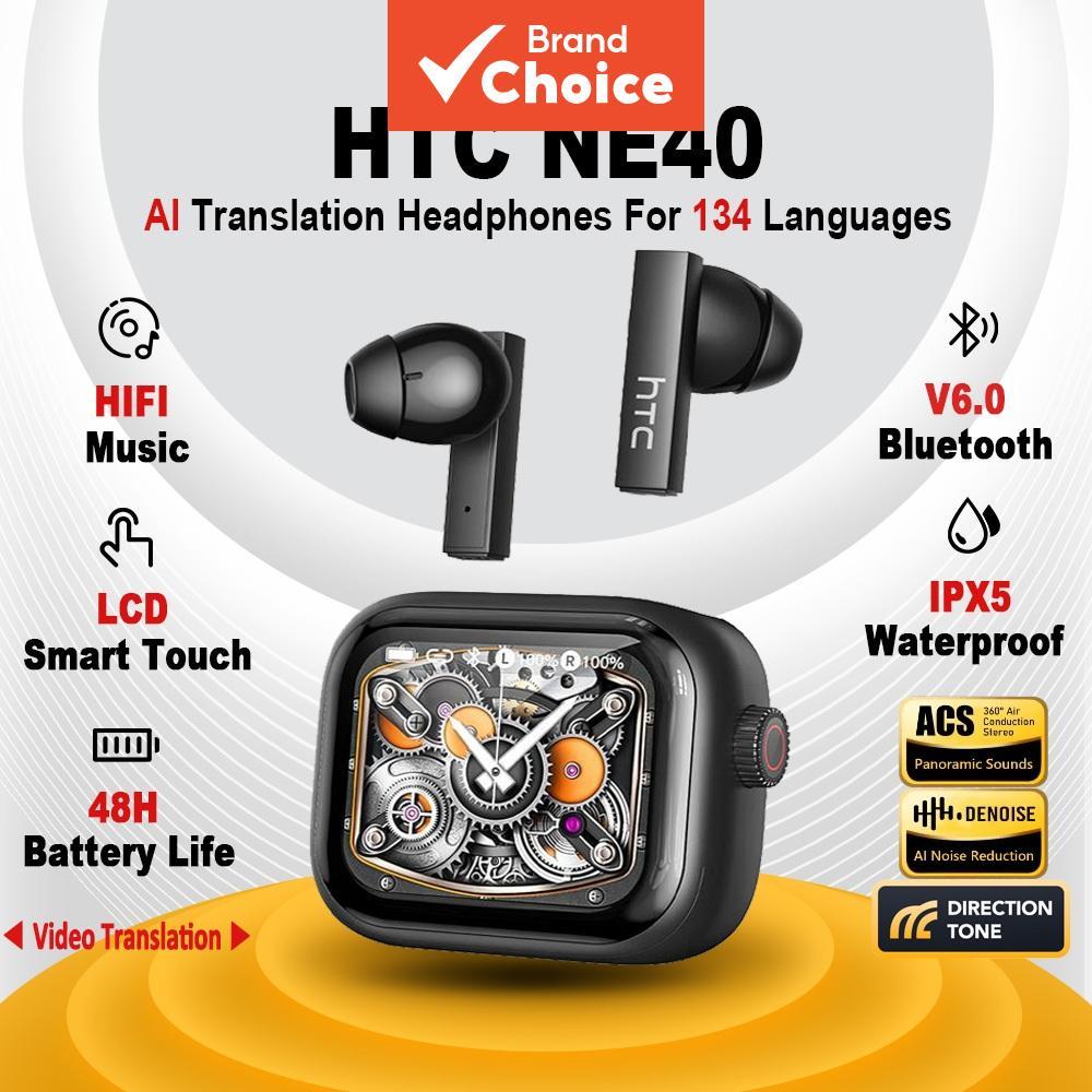 HTC NE40 Fones de Ouvido À Prova d’Água Fones Bluetooth Sem Fio TWS Tela LED Inteligente Tradução por IA ANC HiFi