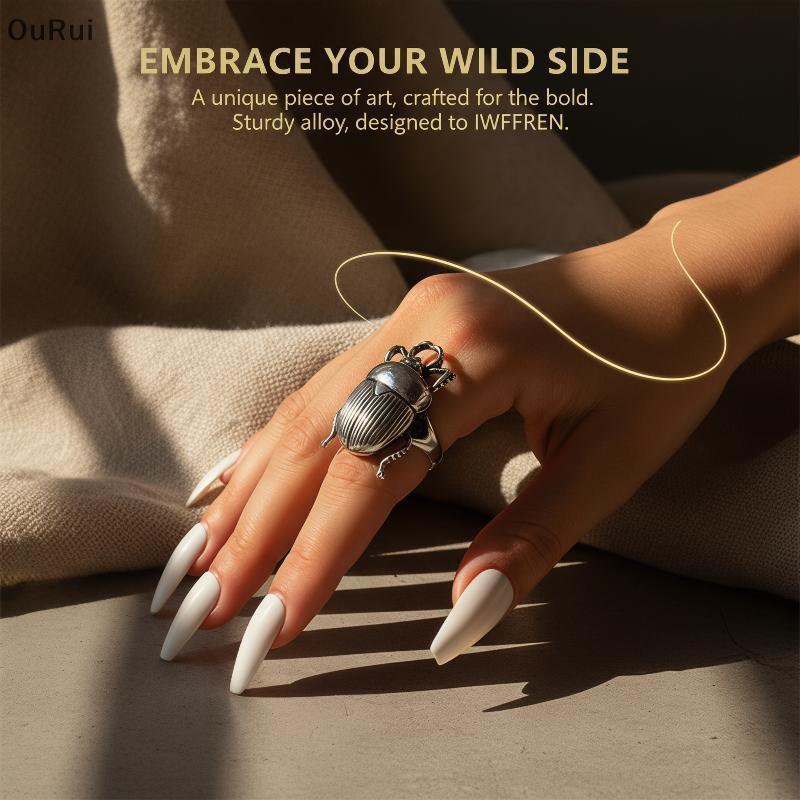 { RUI } Anel De Animal Vintage Retrô Metal Cigarra Besouro Inseto Joias Ajustáveis Para Mulheres Moda Festa Roupa Acessó