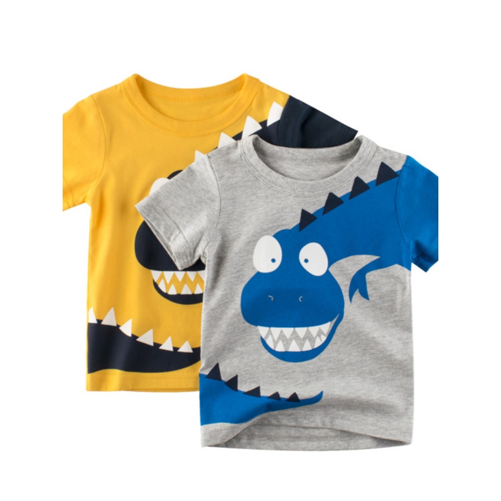 27 crianças camiseta de manga curta versão coreana roupas infantis 2026 verão dos desenhos animados dinossauro menino to