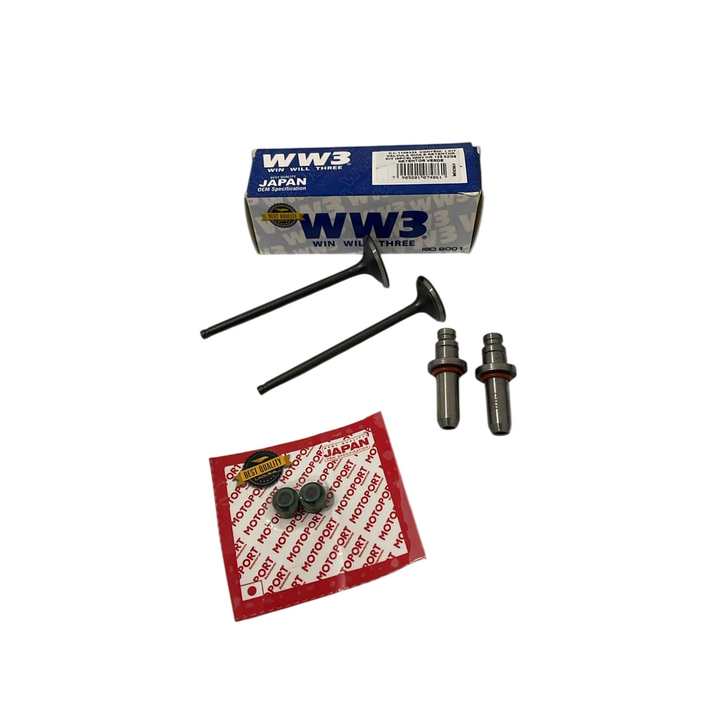 KIT VALVULA GUIA E RETENTOR (6PCS) WW3 CG125 02 A 08 RETEN. VERDE