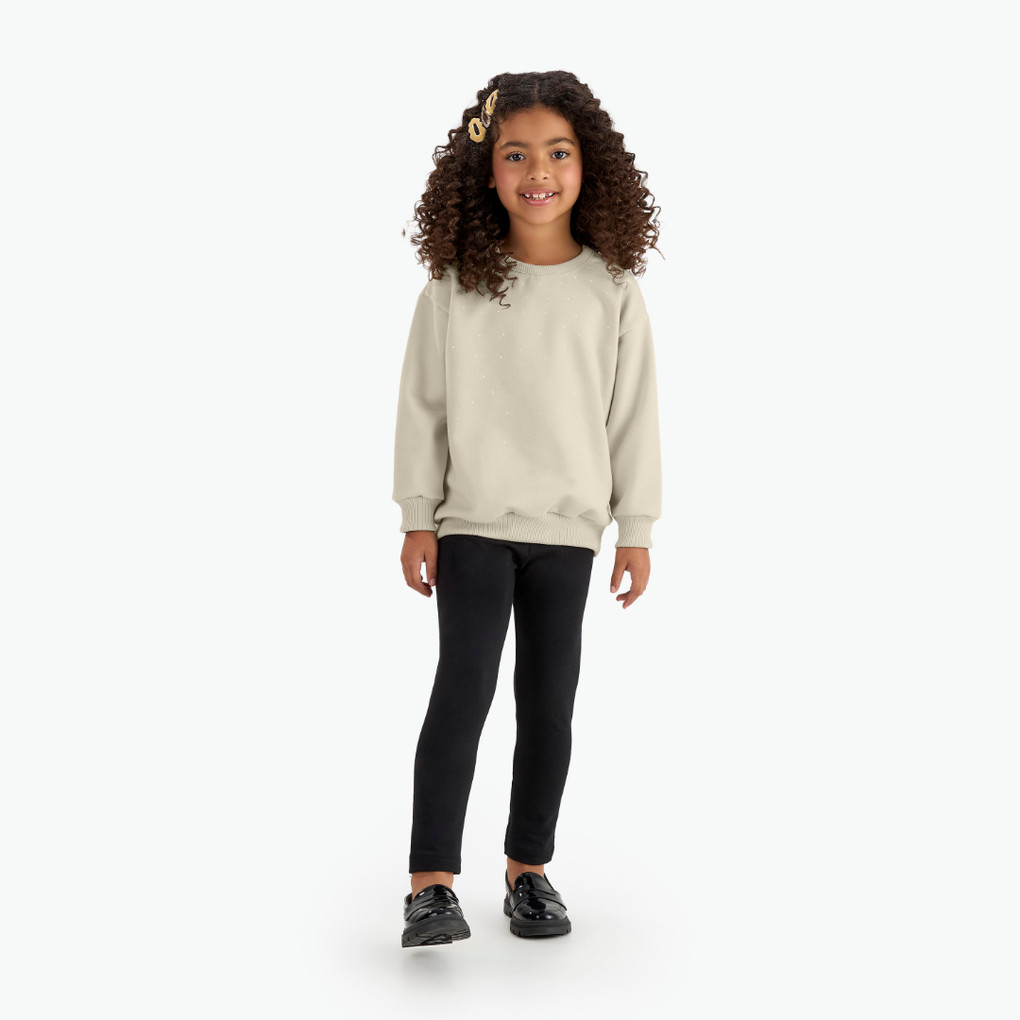 Conjunto Juvenil Menina Moletom Manga Longa Liso Com Strass Rovitex