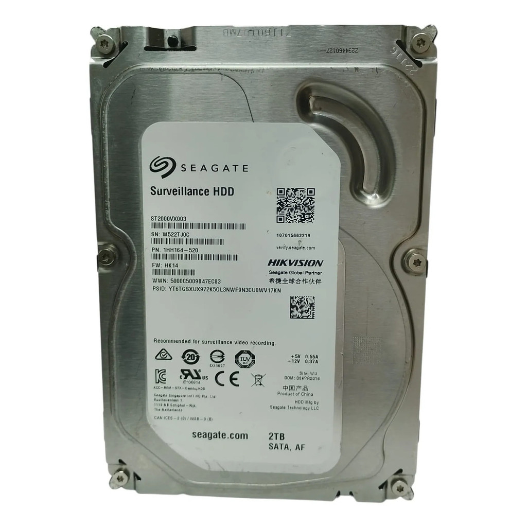 Hd Sata 2tb St2000vx003 3.5 Seagate Surveillance Hdd Prateado