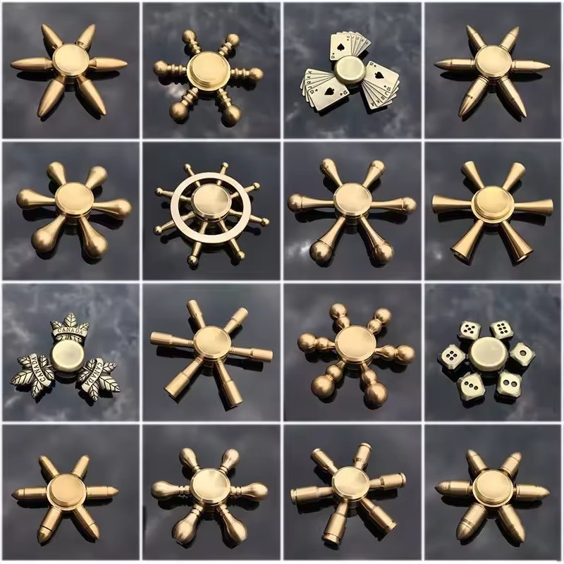 Nova Delicada Engrenagem Mão Spinner Todo Cobre Fidget Nove Dentes Ligação Edc Liga De Metal Foco Aliviar O Estresse Bri
