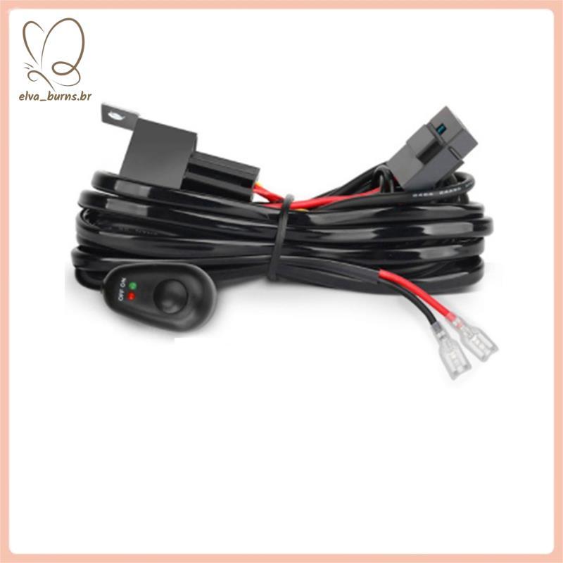 [elva_burns.br] Kit De Chicote Elétrico Para Interruptor De Fusível De Luz 12V 40A Relé 180 W/300 Barra De Trabalho Led
