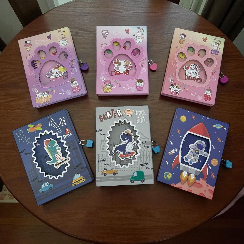 Diário c/ Cadeado Capa Sortida 21cm 60 Folhas - InterPonte / Caderno Infantil Anotações