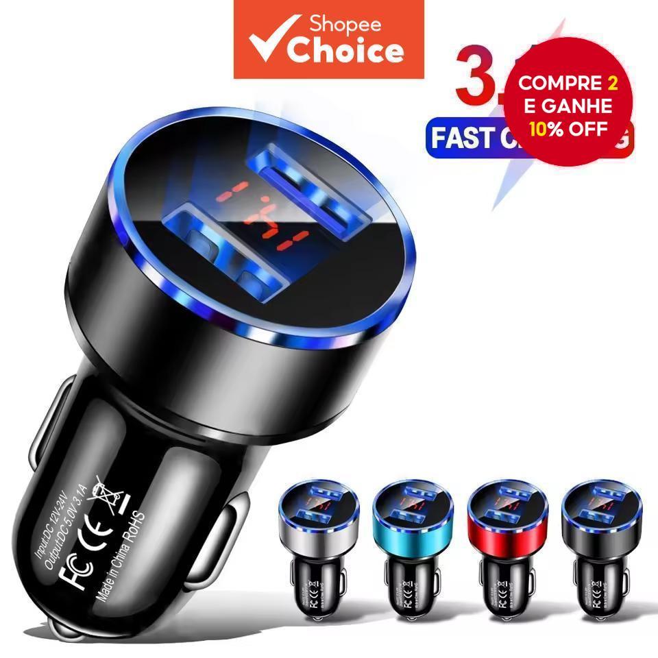 Adaptador De Carregador Usb Para Carro Carregamento Rápido Para Iphone, Samsung, Xiaomi E Huawei