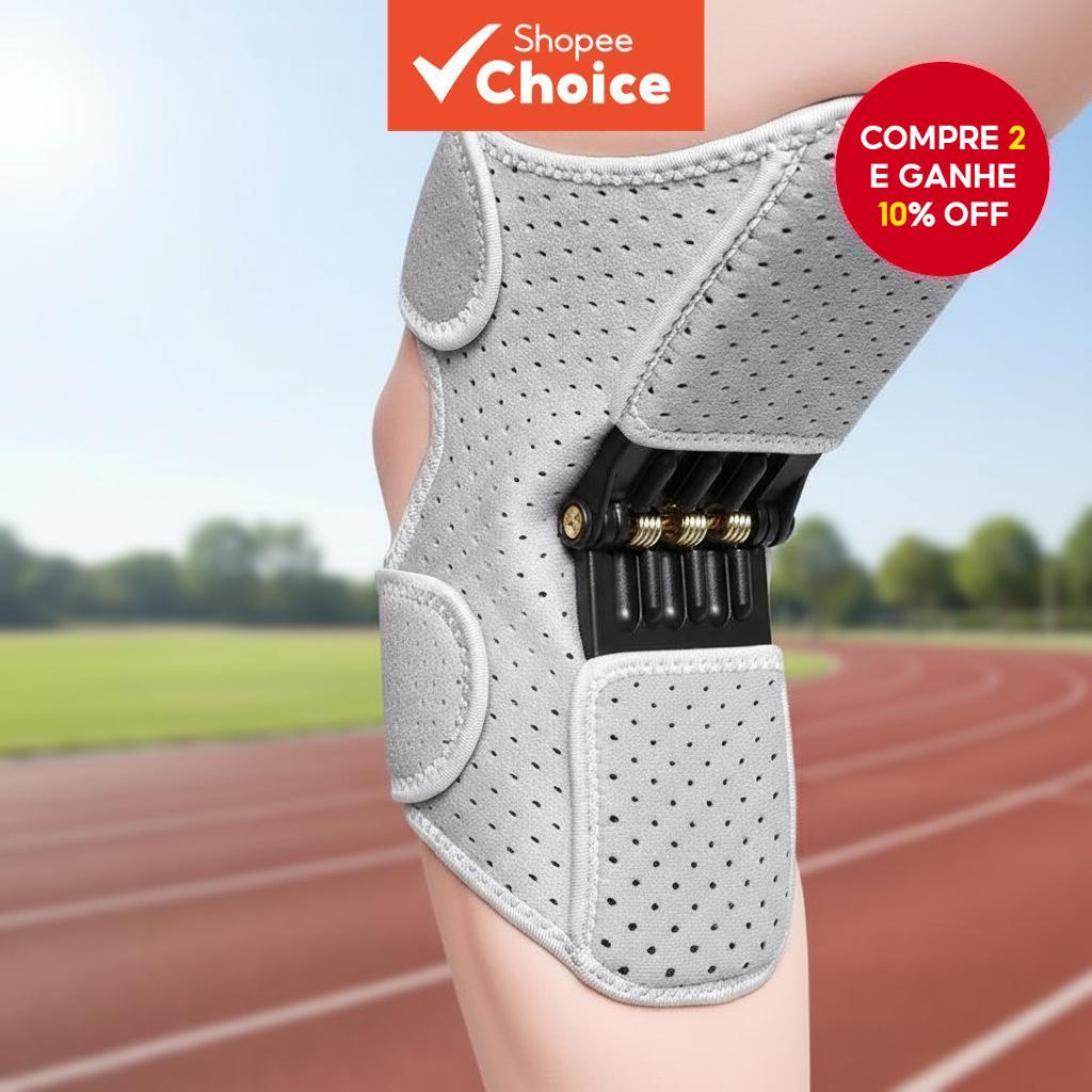  Joelheira impulsionadora com mola de força e estabilizador antiderrapante para suporte das articulações das pernas e