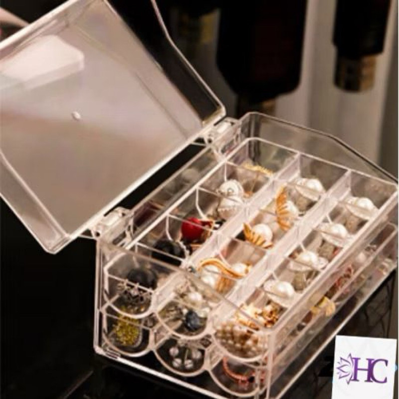 Organizador Para Pedraria/Strass/Glitter/Bijuterias/unhas duplos Com 30 Espaços Acrílico ,tamanho 14cmx8,5cmx7,5cm em Oferta na Shopee