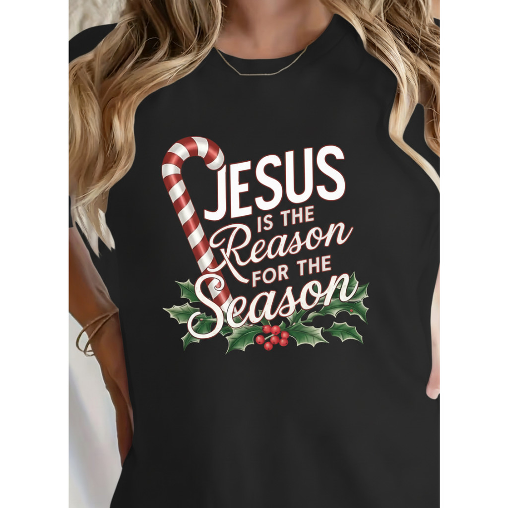 Bonito Camiseta Natalina Feminina Plus Size Em Puro Algodão Com O Slogan "Este É O Significado Do Natal"